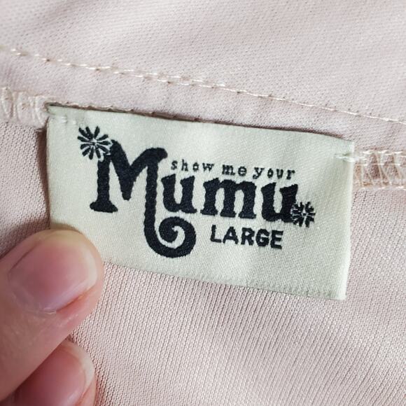 MuMu dress pastel pink feminine flowing dress bridesmaid formal dress cream L - Picture 7 of 10